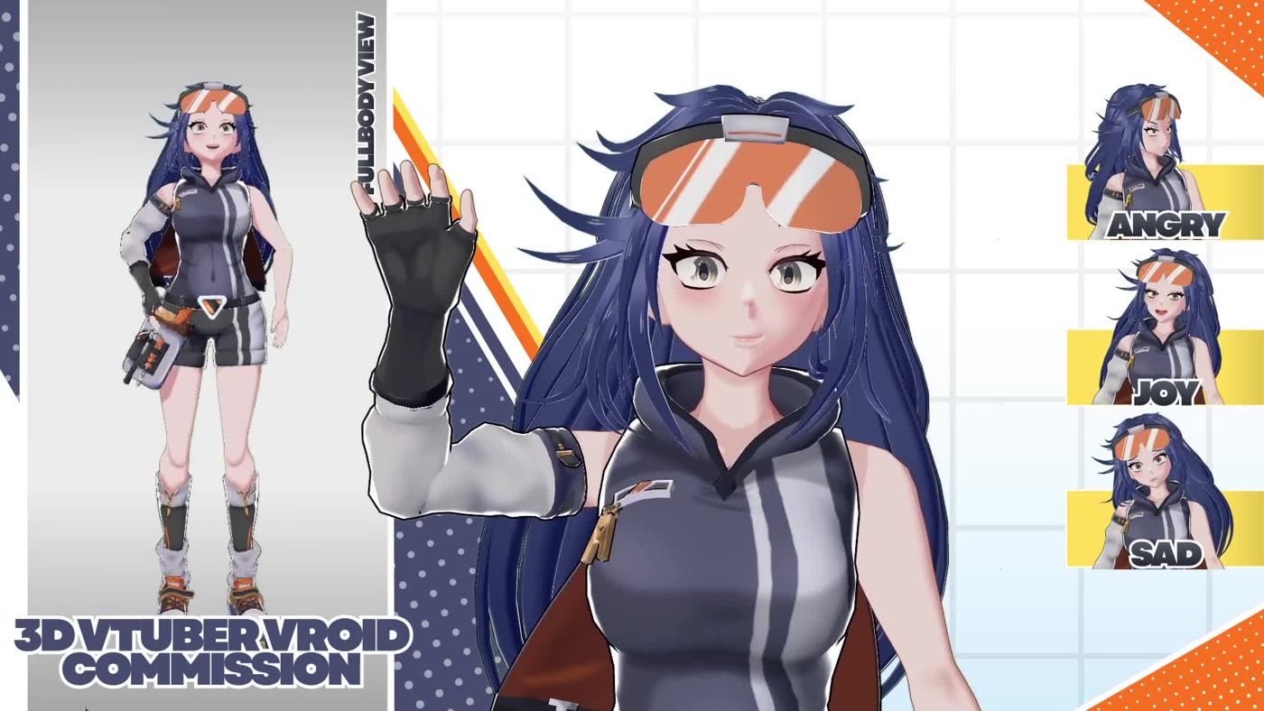 3D VRoid VTuber model with expression sheet