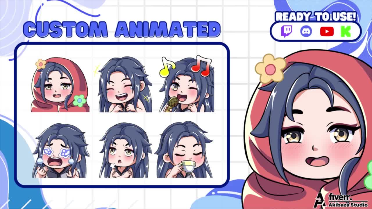 Animated emote set, ready to use on Twitch, Discord, Kick and YouTube