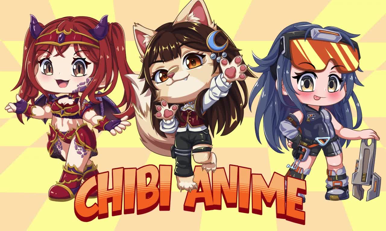Three chibi anime characters