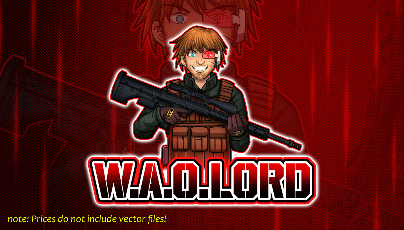 W.A.O. Lord esports mascot logo of a soldier character on red