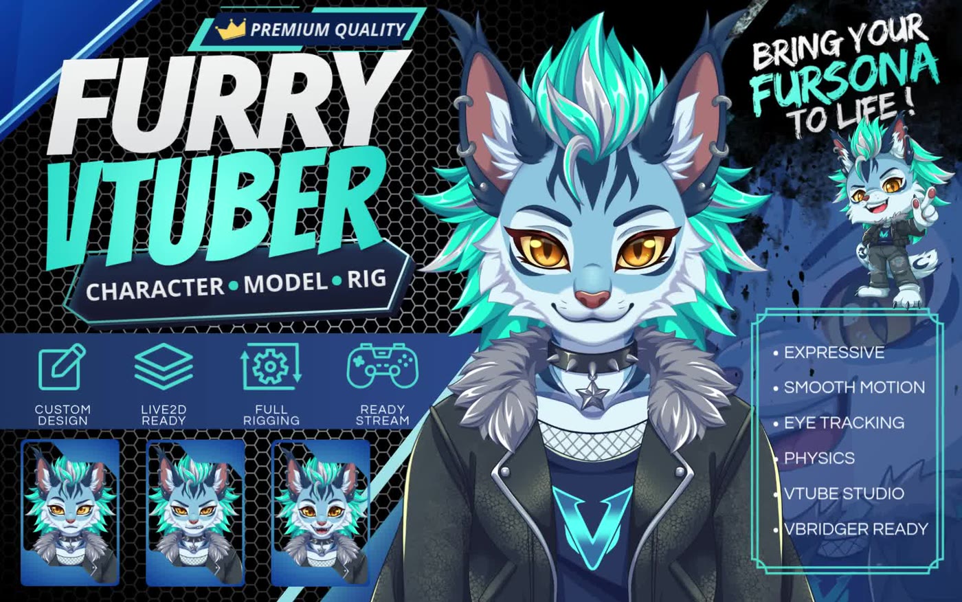Rigged furry VTuber model sample