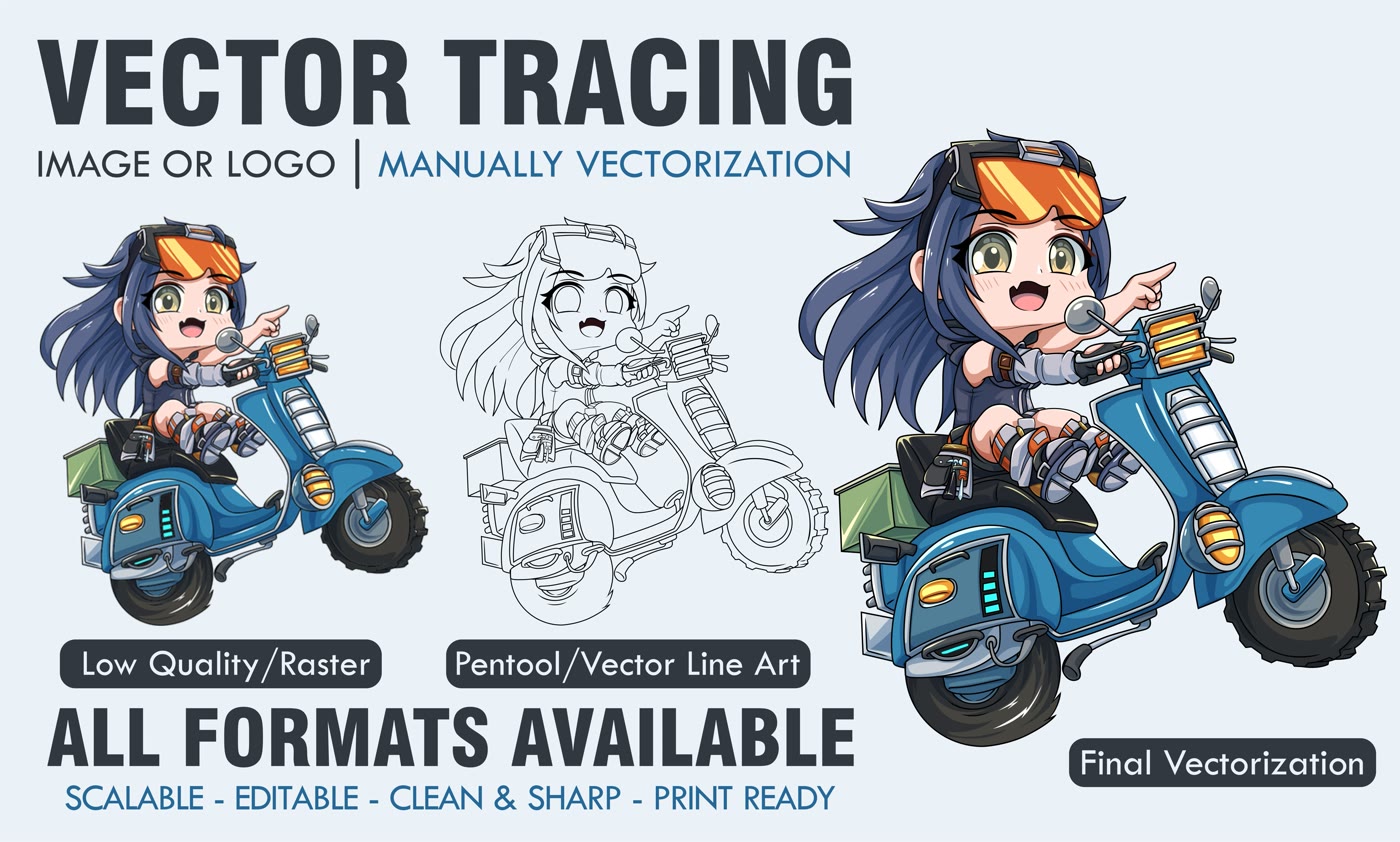 Vector tracing before and after sample