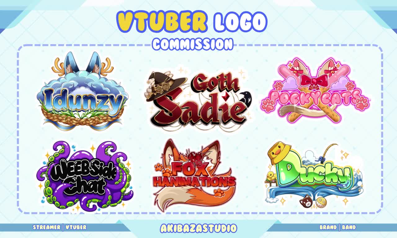 Six kawaii VTuber and streamer logos