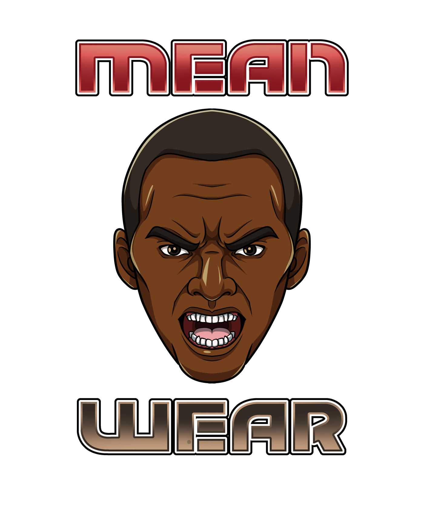 Mean Wear cartoon face logo