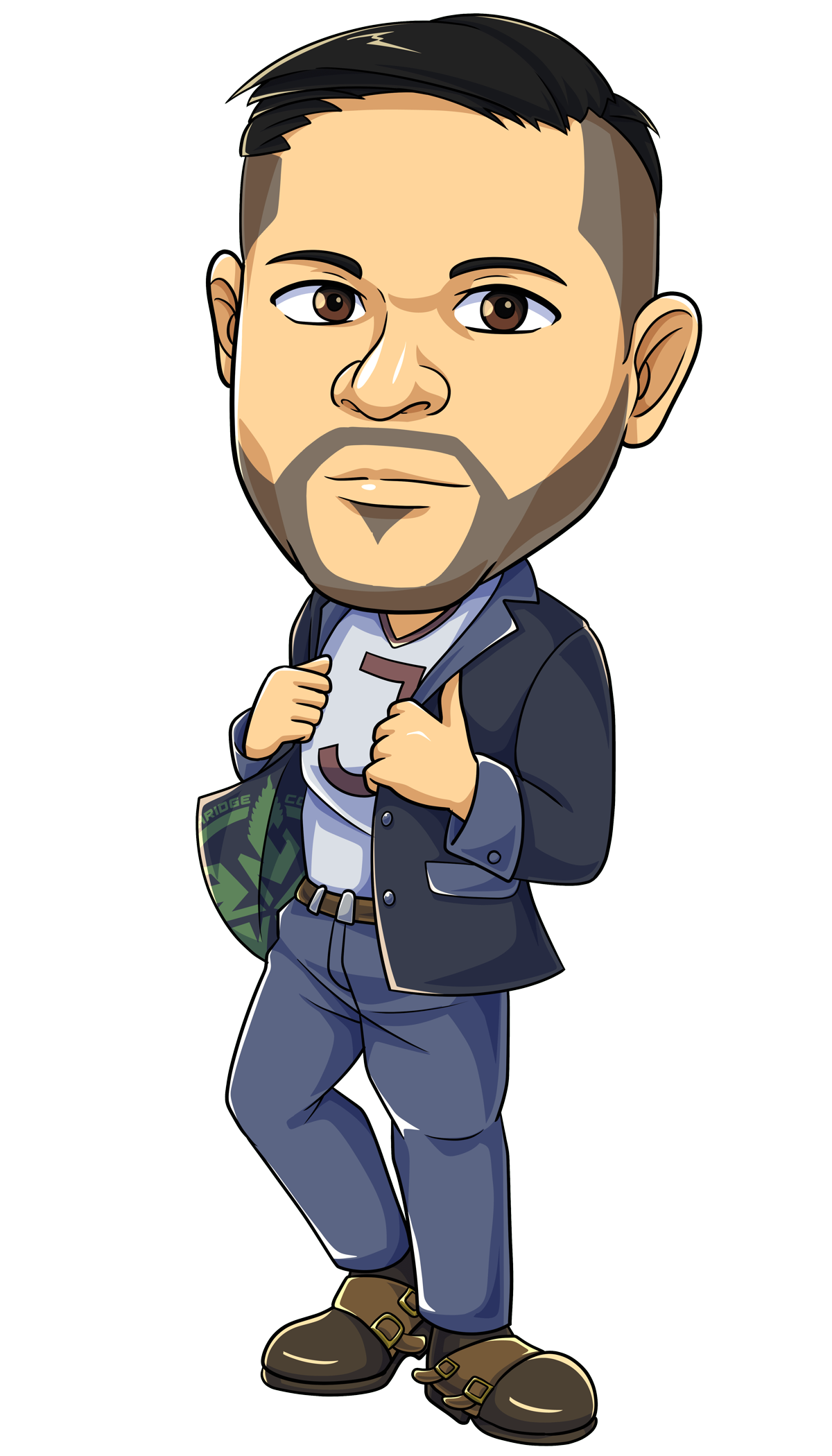 Northridge Collective mascot, a man in a dark suit