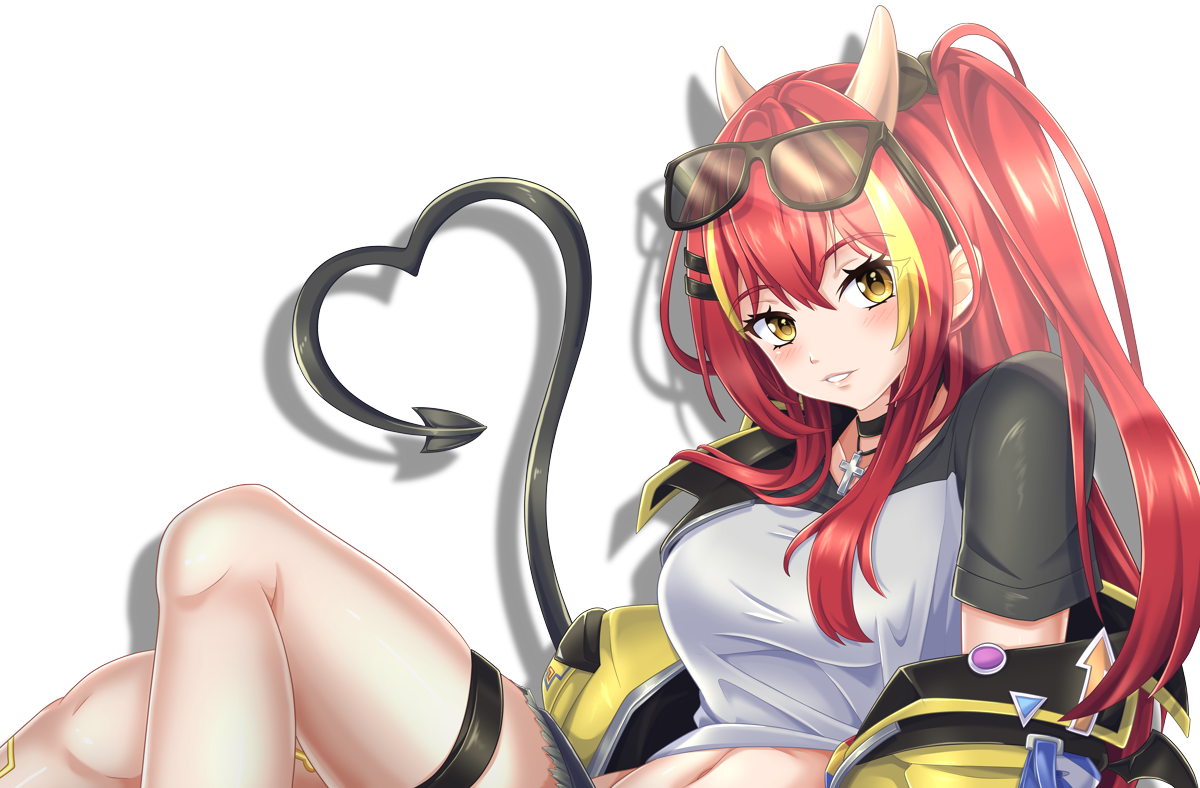 VTuber profile picture of a red-haired girl with horns