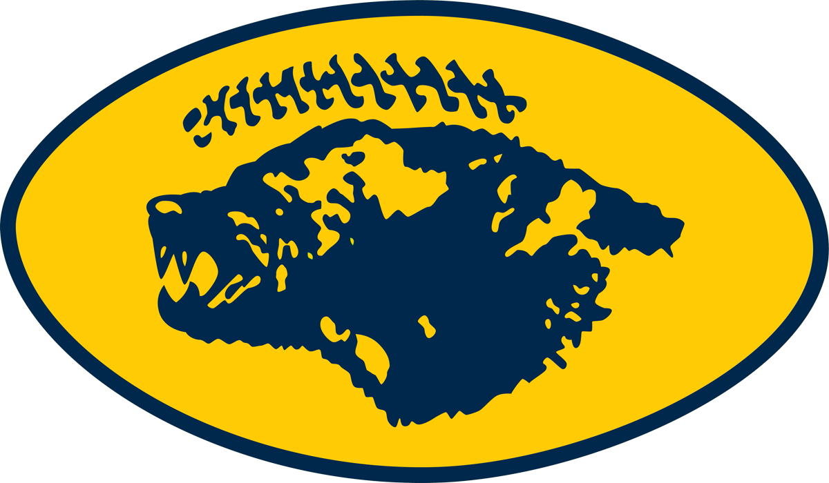 Bear emblem vector in navy and yellow